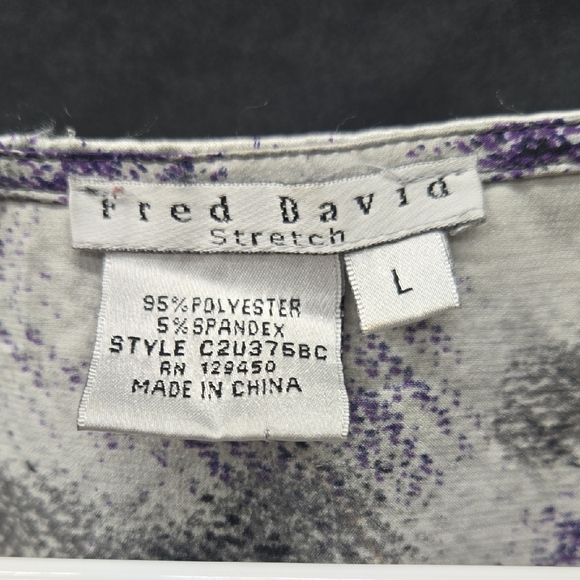 Fred David Abstract Purple and Gray Short Sleeve Top - Picture 2 of 11